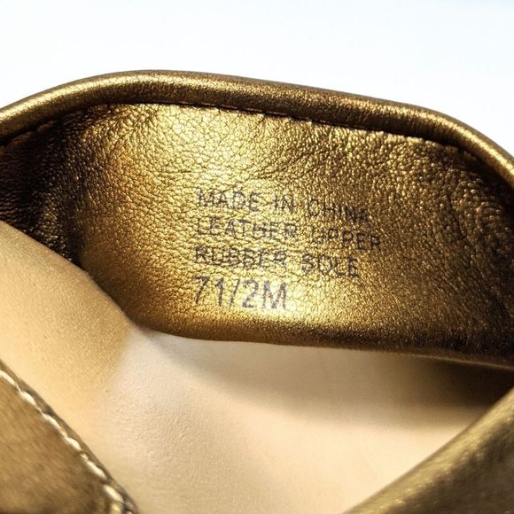 MICHAEL KORS Gold Leather Ankle Wrap Wedges 7.5 - Picture 8 of 9